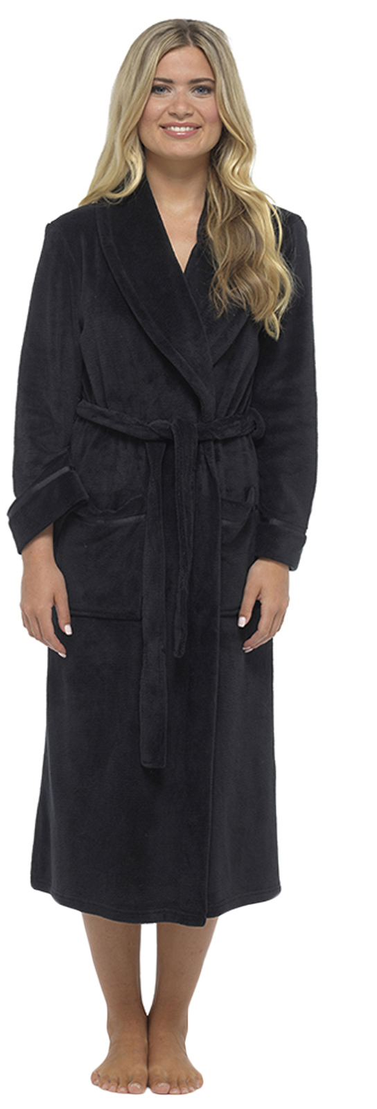 Luxury Womens Full Length Fleece Dressing Gown Long Warm Winter Bath